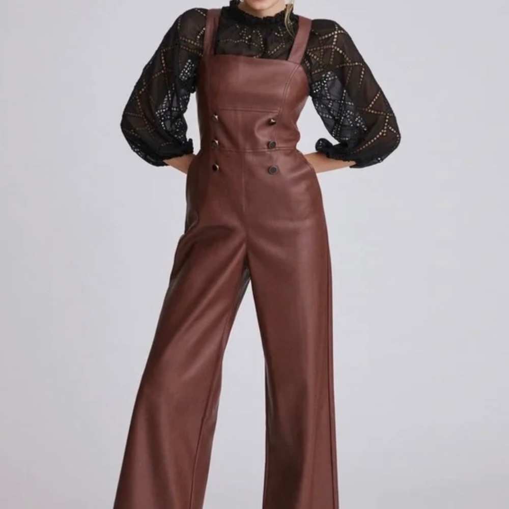 Anthropologie (Vegan) Faux Leather Pinafore Jumpsuit